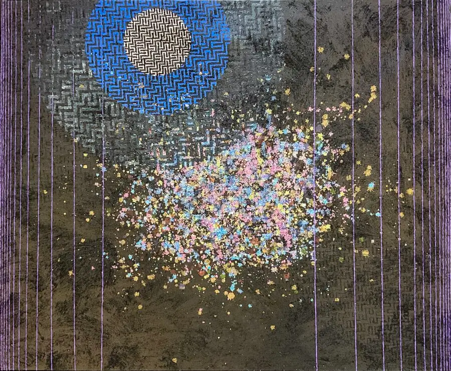 Un homme pense entre les étoiles
